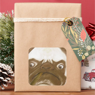 Pegatina Cuadrada Cigar de puggy negro personalizado AFICIONADO