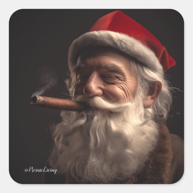 Pegatina Cuadrada Cigar Santa (Anverso)