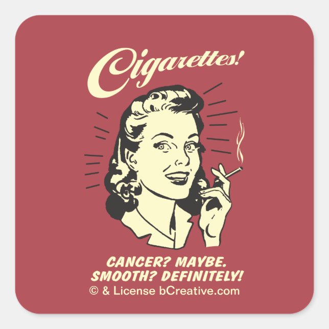 Pegatina Cuadrada Cigarrillos: Cáncer Quizás Def Suave. (Anverso)
