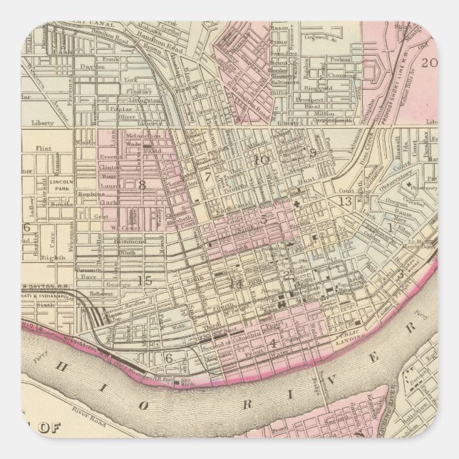 Pegatina Cuadrada Cincinnati 2 (Anverso)