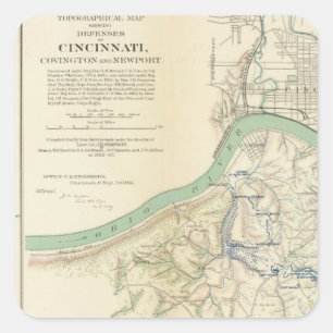 Pegatina Cuadrada Cincinnati, Covington, Newport