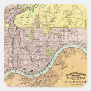 Pegatina Cuadrada Cincinnati, Ohio 2