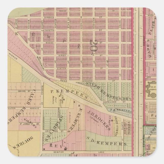 Pegatina Cuadrada Cincinnati, Ohio 4 (Anverso)