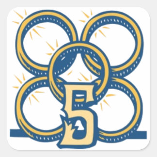 Pegatina Cuadrada ¡Cinco anillos de oro!