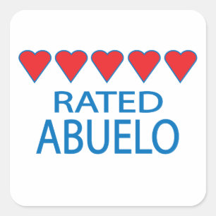 Pegatina Cuadrada Cinco corazones de abuelo