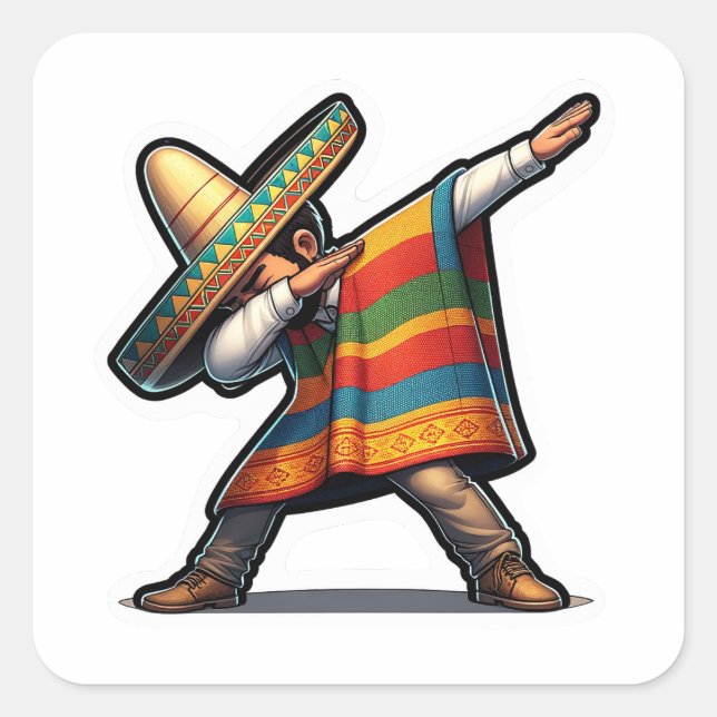 Pegatina Cuadrada Cinco de Mayo (Anverso)