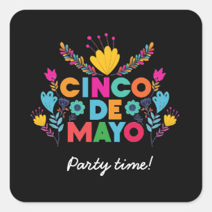 Pegatina Cuadrada Cinco de Mayo, México colorido