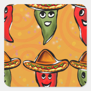 Pegatina Cuadrada Cinco pimientos de mayo