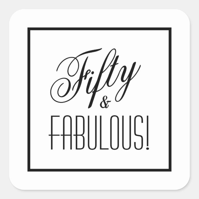 Pegatina Cuadrada ¡Cincuenta y cinco! Blanco y negro 50 cumpleaños (Anverso)