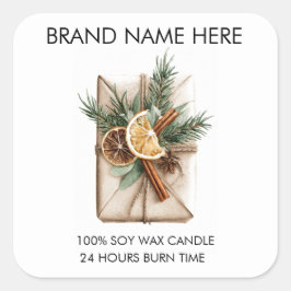 Pegatina Cuadrada Cinnamon & Citrus Design | Christmas Candle Labels