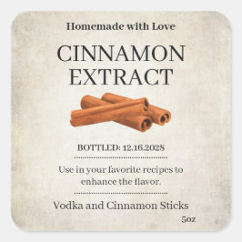 Pegatina Cuadrada Cinnamon Extract Modern Label Sticker ZVEG_101_01