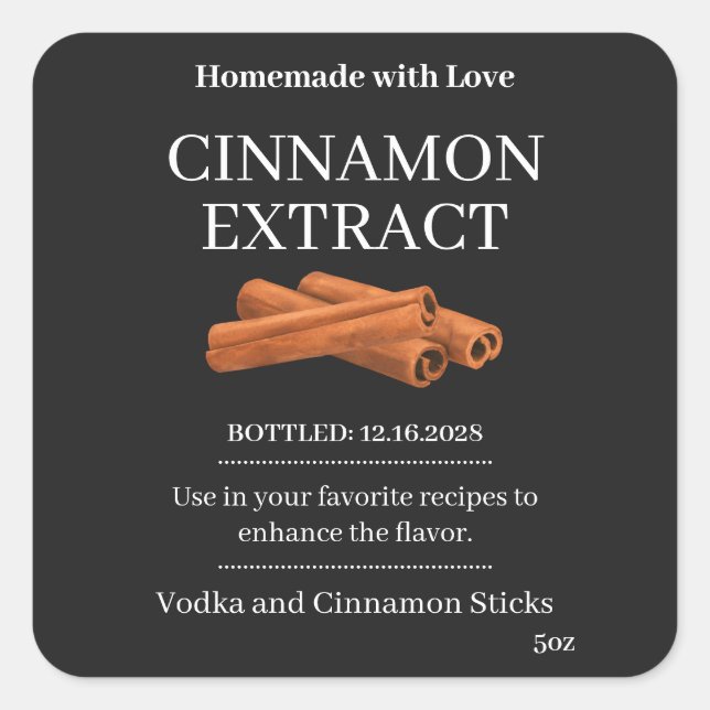 Pegatina Cuadrada Cinnamon Extract Modern Label Sticker ZVEG_101_01 (Anverso)