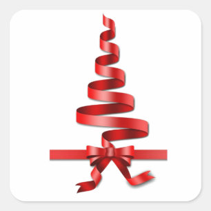 Pegatina Cuadrada cinta de árbol de Navidad