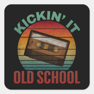 Pegatina Cuadrada Cinta de Casete Kickin 'It Old School