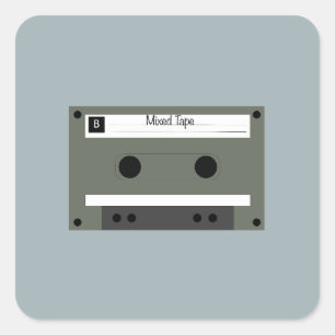 Pegatina Cuadrada Cinta de casete, mixtape