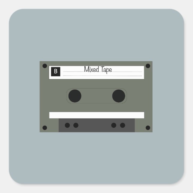 Pegatina Cuadrada Cinta de casete, mixtape (Anverso)
