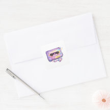 Cinta de casete retro Kawaii adorable pastel morad