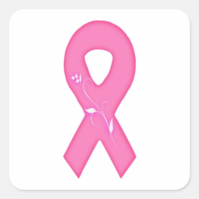 Pegatina Cuadrada Cinta De Concienciación Sobre El Cáncer De Mama Co (Anverso)