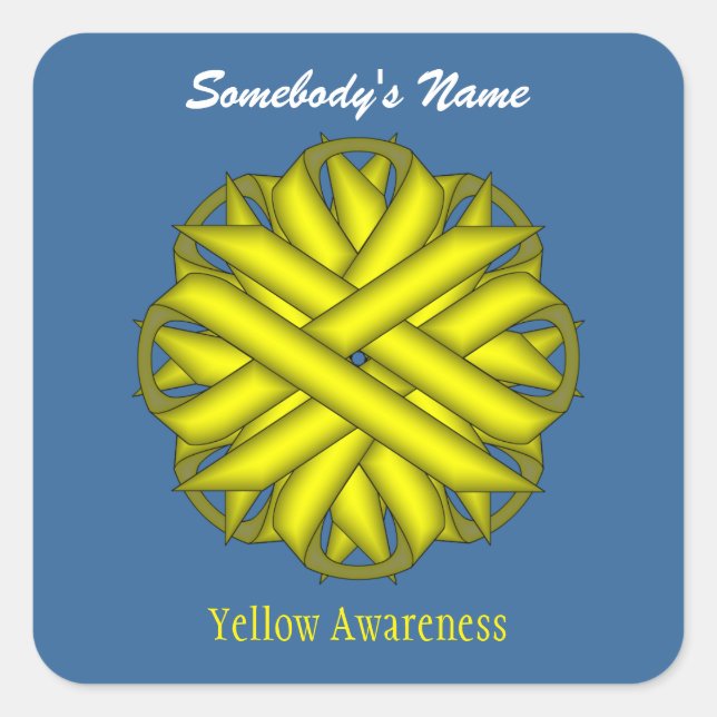 Pegatina Cuadrada Cinta de flores amarillas de Kenneth Yoncich (Anverso)