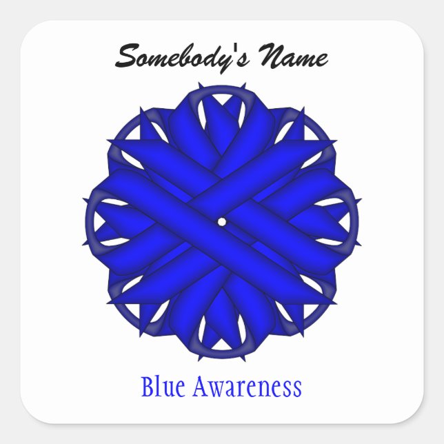 Pegatina Cuadrada Cinta de flores azules de Kenneth Yoncich (Anverso)
