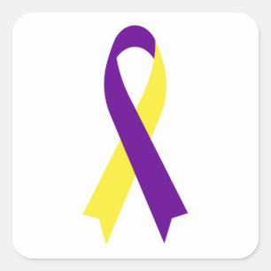 Pegatina Cuadrada Cinta de sensibilización amarilla y morada de Janz