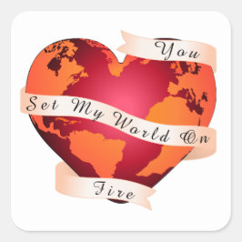 Pegatina Cuadrada Cinta de Tierra Roja Personalizada ME HICISTE ARDE