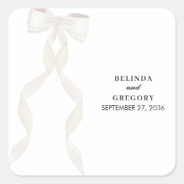 Pegatina Cuadrada Cinta de vaca blanca formal matrimonio elegante