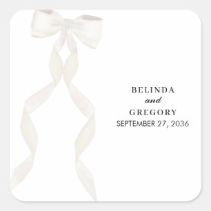 Pegatina Cuadrada Cinta de vaca blanca formal matrimonio elegante