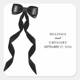 Pegatina Cuadrada Cinta de vaca negra formal matrimonio elegante