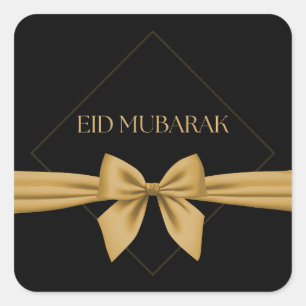 Pegatina Cuadrada Cinta dorada Eid Mubarak
