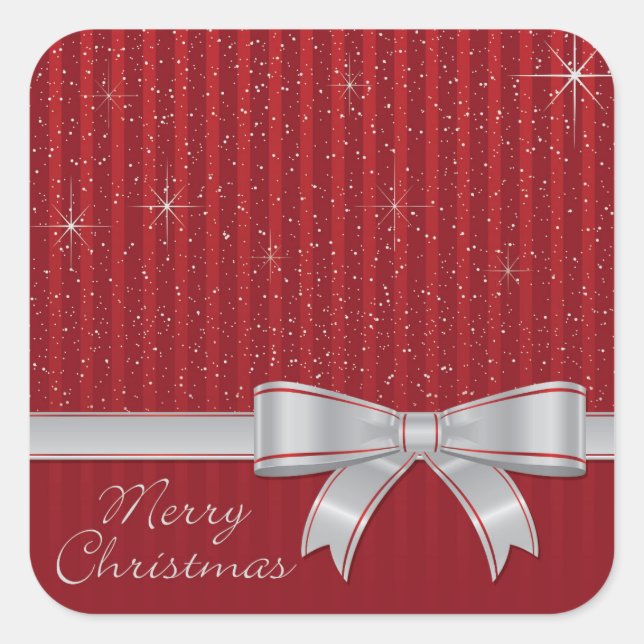 Pegatina Cuadrada Cinta elegante y estrellas (Anverso)