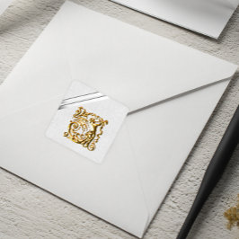 Pegatina Cuadrada Cinta plateada y Boda de oro