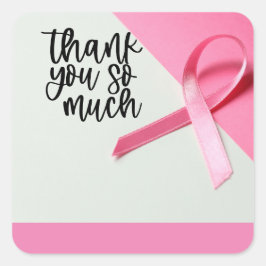 Pegatina Cuadrada Cinta rosa Cáncer de mama Conciencia gracias