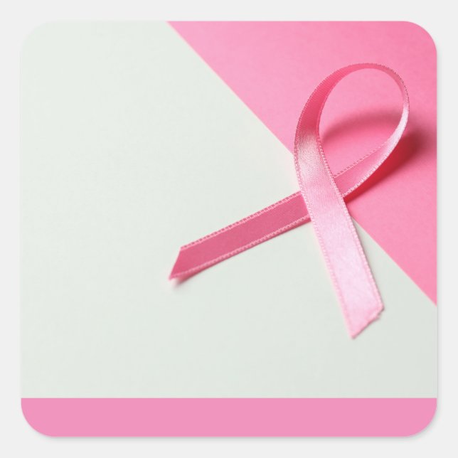Pegatina Cuadrada Cinta rosa Conciencia sobre el cáncer de mama (Anverso)