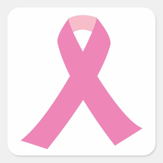 Pegatina Cuadrada Cinta rosa para la sensibilización sobre el cáncer (Anverso)