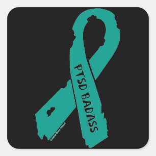 Pegatina Cuadrada Cinta rota BADASS PTSD