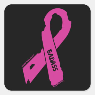 Pegatina Cuadrada Cinta rota/bestia... Cáncer de mama