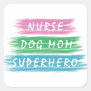 Pegatina Cuadrada Cintas de color de agua de mamá de perro de moda S