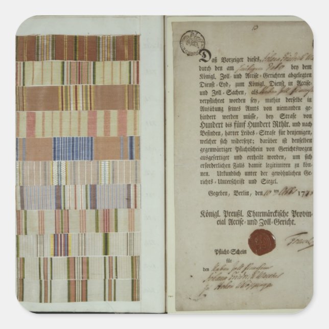 Pegatina Cuadrada Cintas de la campaña y expediente del deber (Anverso)