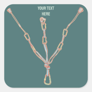 Pegatina Cuadrada Cinturón de escalada de roca comercial