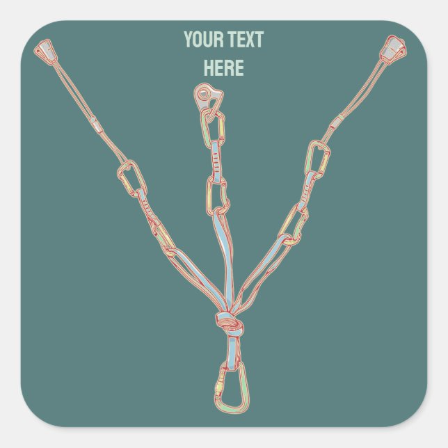 Pegatina Cuadrada Cinturón de escalada de roca comercial (Anverso)