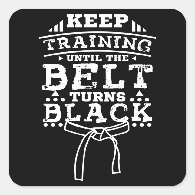 Pegatina Cuadrada Cinturón negro de artes marciales (Anverso)