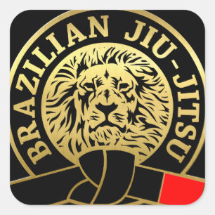 Pegatina Cuadrada Cinturón negro Jiu-Jitsu de oro