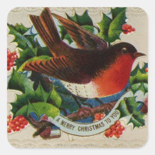 Pegatina Cuadrada Circa 1900: Un robo tradicional de Navidades