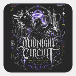 Pegatina Cuadrada Circuito de medianoche gótico ciberpunk gráfico