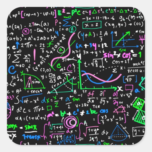 Pegatina Cuadrada Círculo de educación matemática lineal (Anverso)