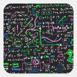 Pegatina Cuadrada Círculo de educación matemática lineal