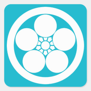 Pegatina Cuadrada circulo de flor de ciruelo estilo Umebachi