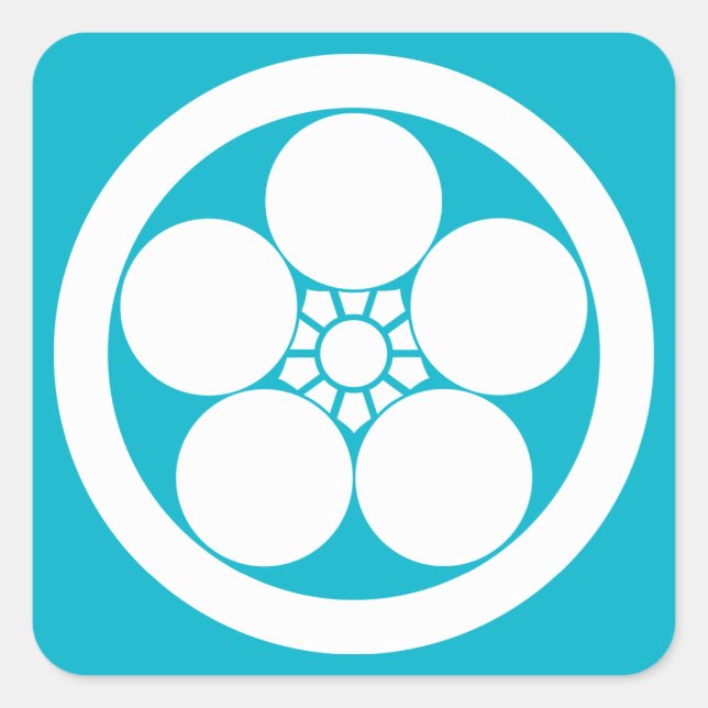 Pegatina Cuadrada circulo de flor de ciruelo estilo Umebachi (Anverso)