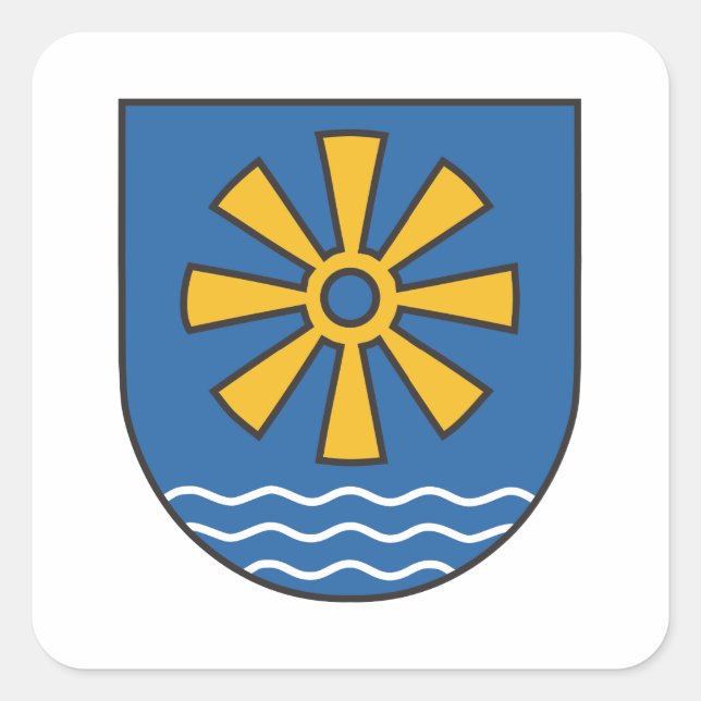 Pegatina Cuadrada Círculo de lago de suelo escudo de armas (Anverso)